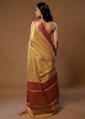 Yellow Kora Silk Saree With Blouse Piece - Indian Silk House Agencies