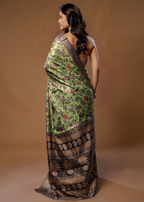 Green Dupion Silk Saree With Blouse Piece - Indian Silk House Agencies