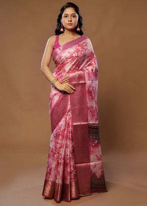 Pink Dupion Silk Saree With Blouse Piece - Indian Silk House Agencies