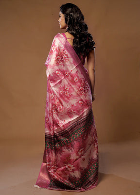 Pink Dupion Silk Saree With Blouse Piece - Indian Silk House Agencies