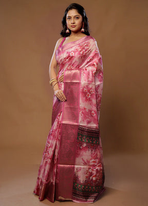 Pink Dupion Silk Saree With Blouse Piece - Indian Silk House Agencies