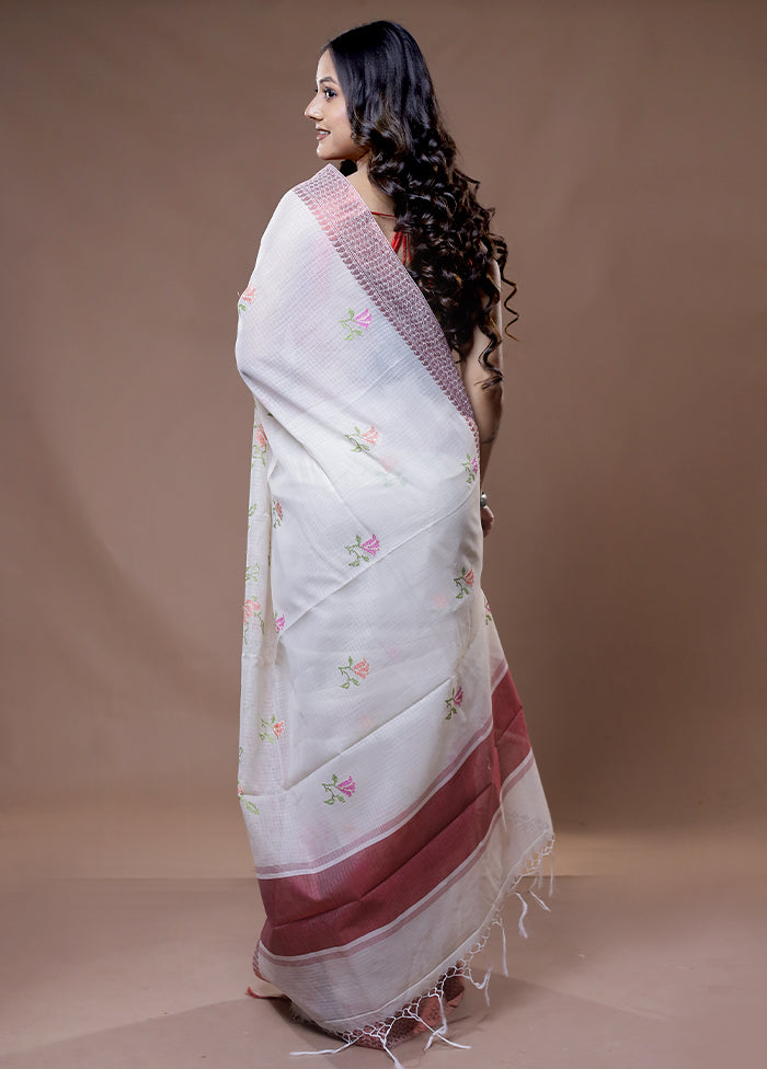 Cream Cotton Saree With Blouse Piece - Indian Silk House Agencies