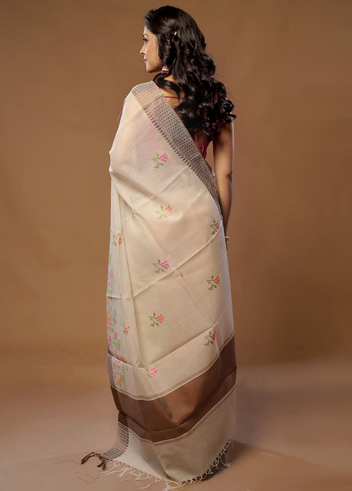 Cream Cotton Saree With Blouse Piece - Indian Silk House Agencies