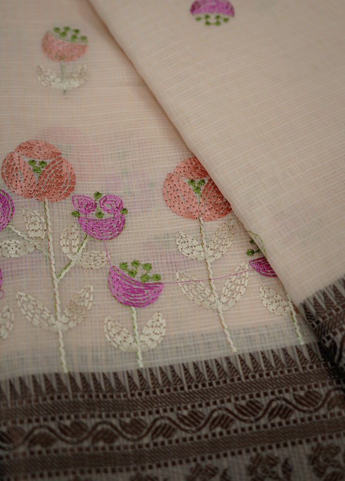 Cream Cotton Saree With Blouse Piece - Indian Silk House Agencies