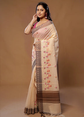 Cream Cotton Saree With Blouse Piece - Indian Silk House Agencies