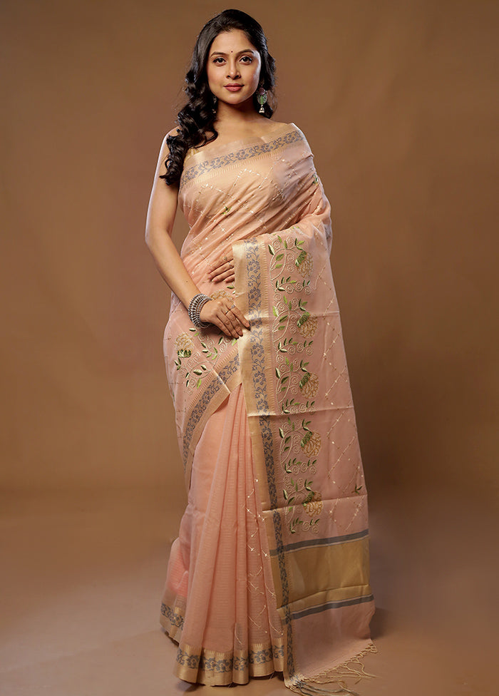 Pink Cotton Saree With Blouse Piece - Indian Silk House Agencies