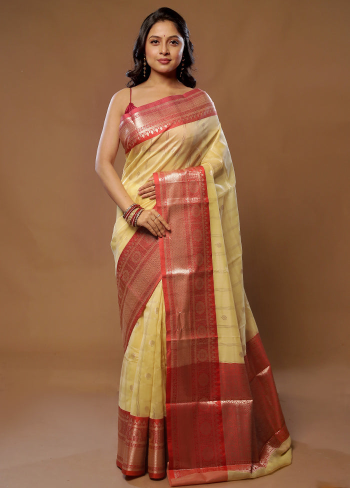 Yellow Cotton Saree With Blouse Piece - Indian Silk House Agencies