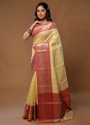 Yellow Cotton Saree With Blouse Piece - Indian Silk House Agencies