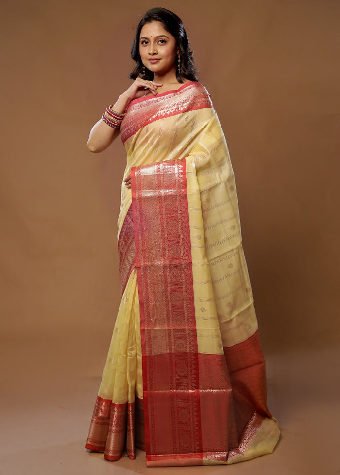 Yellow Cotton Saree With Blouse Piece - Indian Silk House Agencies