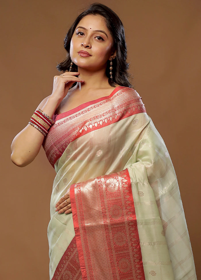 Green Cotton Saree With Blouse Piece - Indian Silk House Agencies