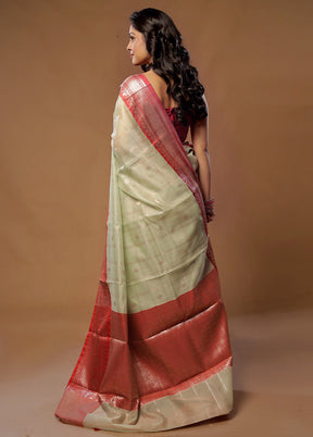 Green Cotton Saree With Blouse Piece - Indian Silk House Agencies