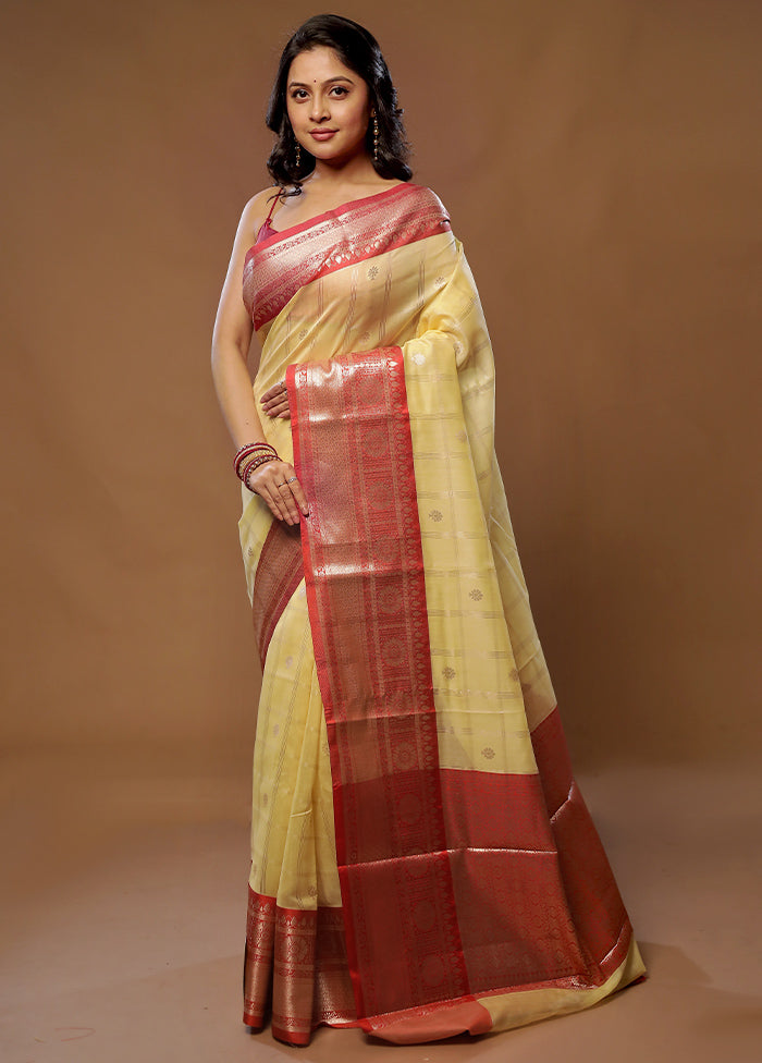 Yellow Cotton Saree With Blouse Piece - Indian Silk House Agencies