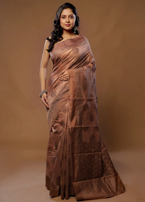 Brown Cotton Saree With Blouse Piece - Indian Silk House Agencies