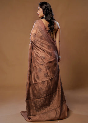 Brown Cotton Saree With Blouse Piece - Indian Silk House Agencies