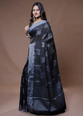 Black Cotton Saree With Blouse Piece - Indian Silk House Agencies