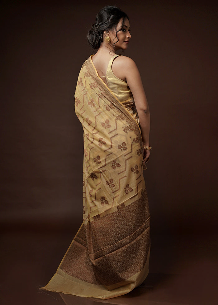 Cream Cotton Saree With Blouse Piece - Indian Silk House Agencies