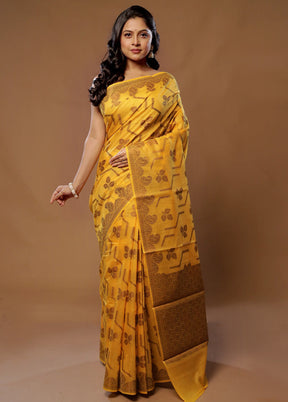 Yellow Cotton Saree With Blouse Piece - Indian Silk House Agencies