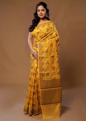 Yellow Cotton Saree With Blouse Piece - Indian Silk House Agencies