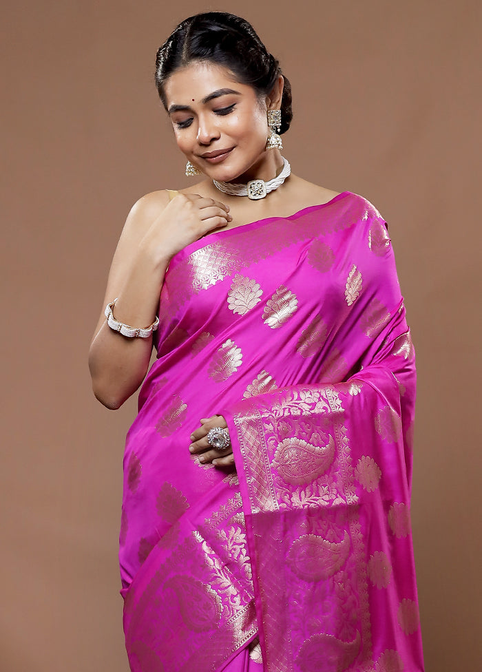 Pink Kora Silk Saree With Blouse Piece - Indian Silk House Agencies