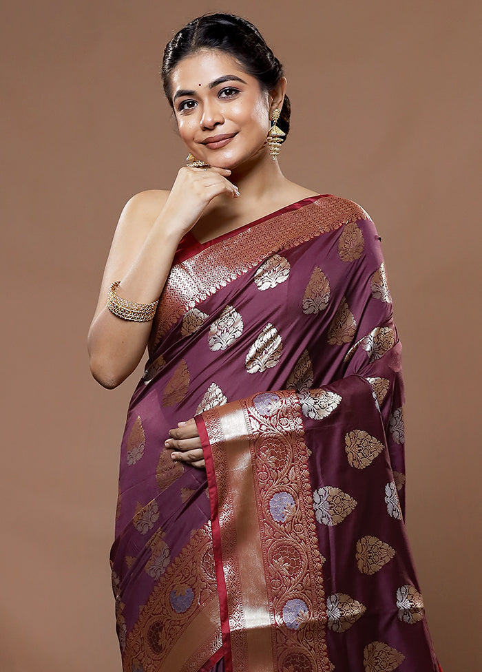 Maroon Kora Silk Saree With Blouse Piece - Indian Silk House Agencies