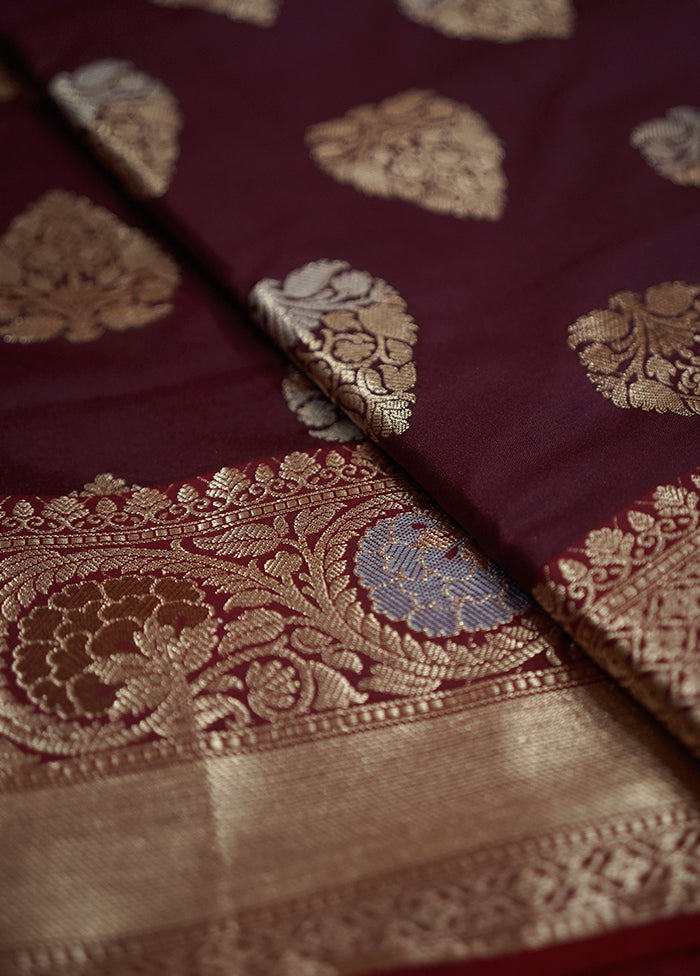 Maroon Kora Silk Saree With Blouse Piece - Indian Silk House Agencies