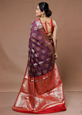 Maroon Kora Silk Saree With Blouse Piece - Indian Silk House Agencies