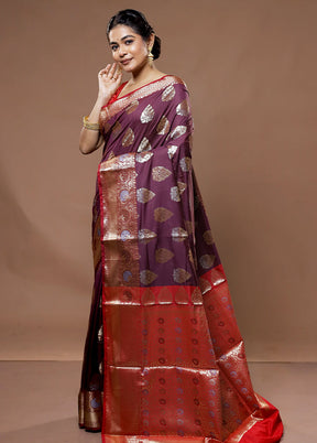 Maroon Kora Silk Saree With Blouse Piece - Indian Silk House Agencies