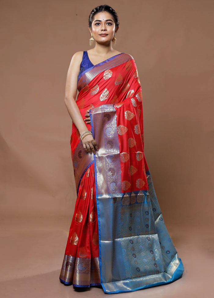 Red Kora Silk Saree With Blouse Piece - Indian Silk House Agencies