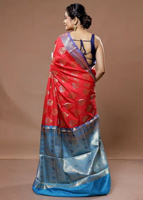 Red Kora Silk Saree With Blouse Piece - Indian Silk House Agencies