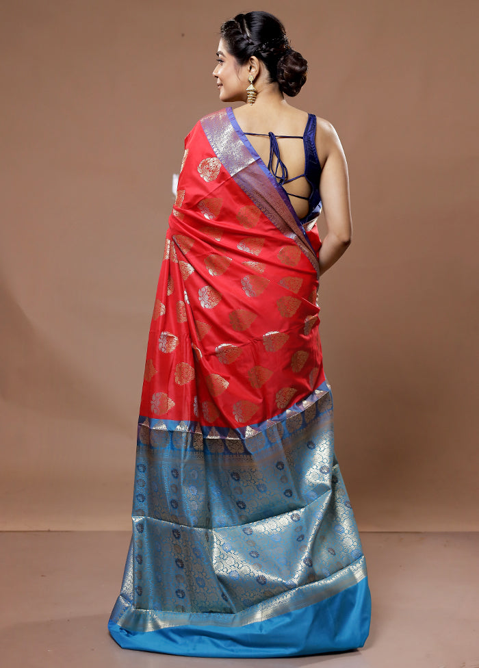 Red Kora Silk Saree With Blouse Piece - Indian Silk House Agencies