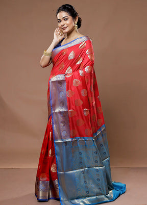 Red Kora Silk Saree With Blouse Piece - Indian Silk House Agencies