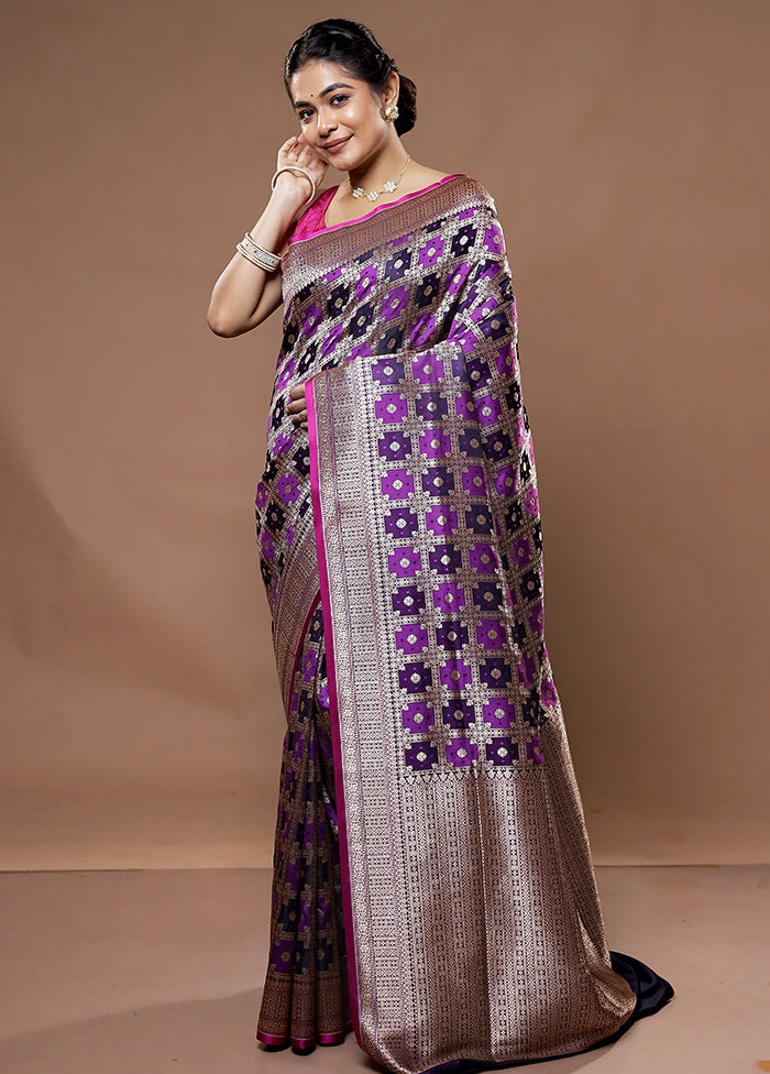 Purple Banarasi Silk Saree With Blouse Piece - Indian Silk House Agencies