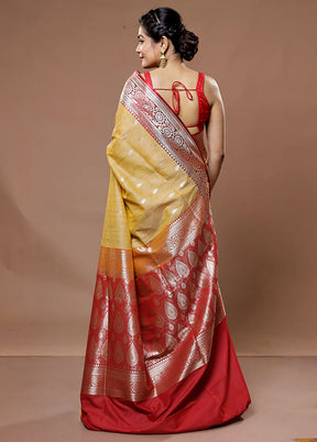 Cream Tussar Silk Saree With Blouse Piece - Indian Silk House Agencies