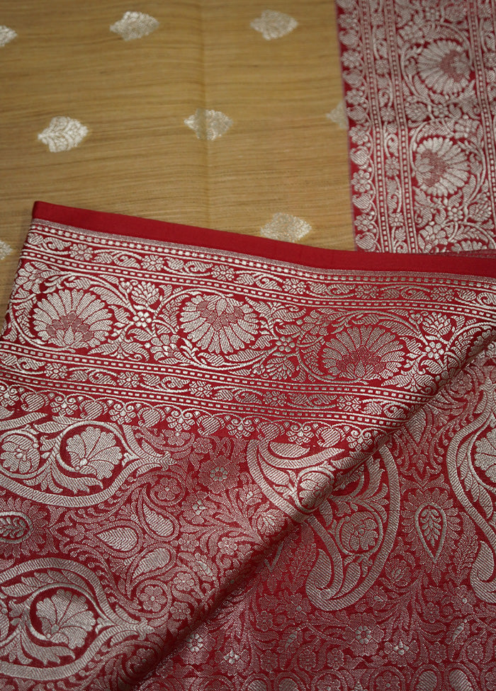 Cream Tussar Silk Saree With Blouse Piece - Indian Silk House Agencies