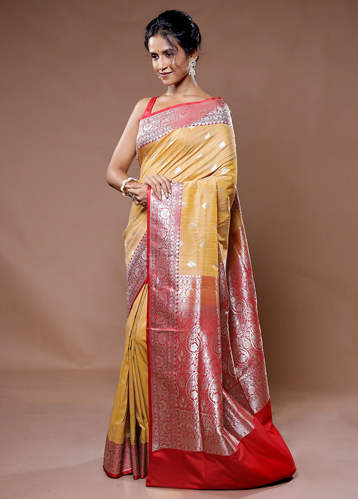 Cream Tussar Silk Saree With Blouse Piece - Indian Silk House Agencies