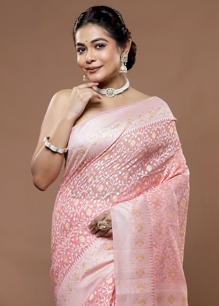 Pink Kora Silk Saree With Blouse Piece - Indian Silk House Agencies