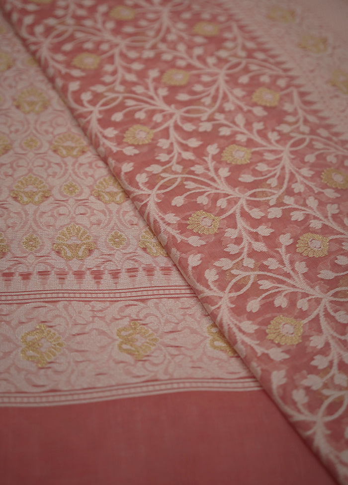 Pink Kora Silk Saree With Blouse Piece - Indian Silk House Agencies