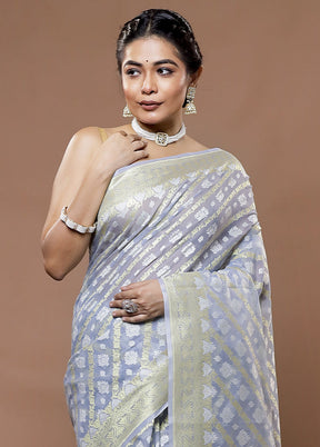 Grey Kora Silk Saree With Blouse Piece - Indian Silk House Agencies