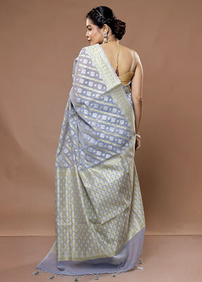 Grey Kora Silk Saree With Blouse Piece - Indian Silk House Agencies