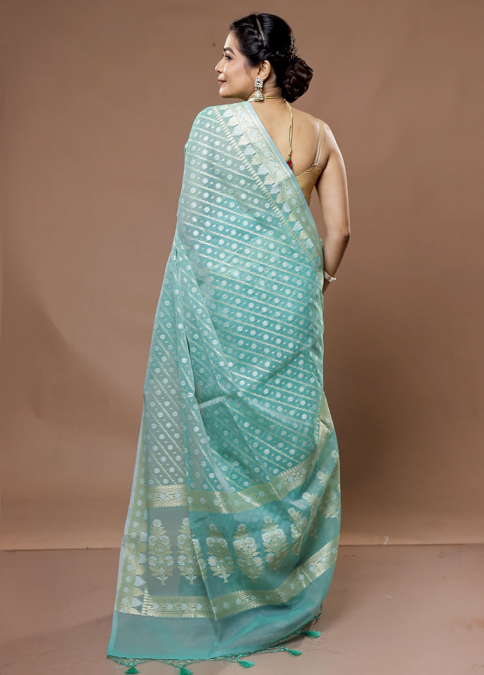 Green Kora Silk Saree With Blouse Piece - Indian Silk House Agencies