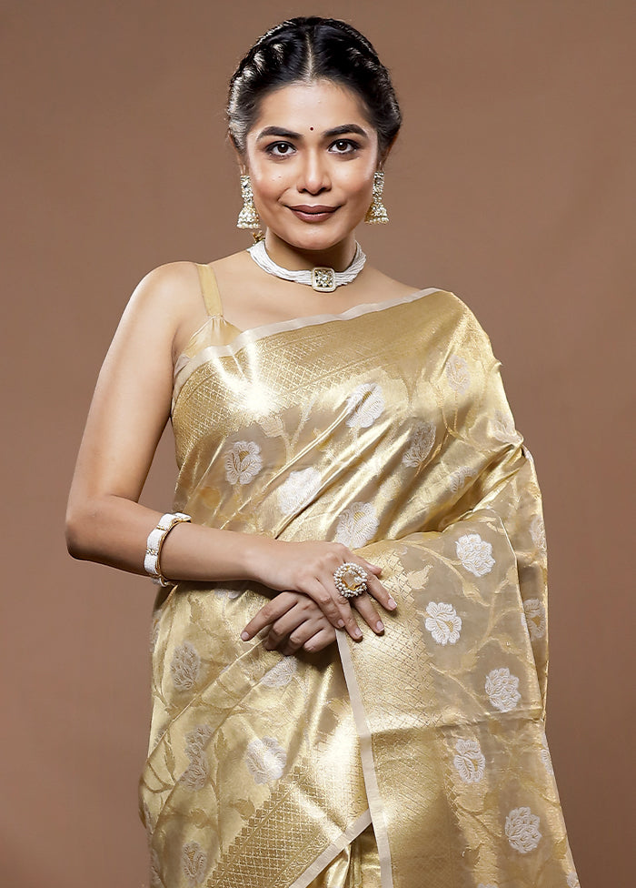 Gold Tissue Silk Saree With Blouse Piece - Indian Silk House Agencies