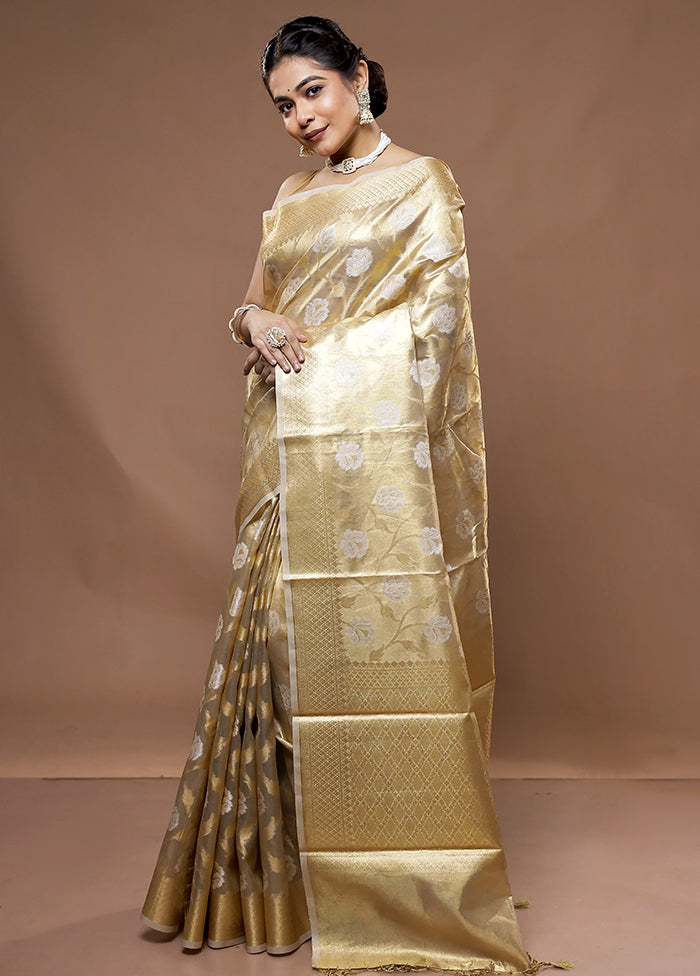 Gold Tissue Silk Saree With Blouse Piece - Indian Silk House Agencies