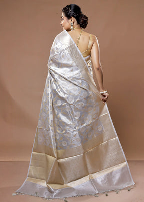 Grey Tissue Silk Saree With Blouse Piece - Indian Silk House Agencies