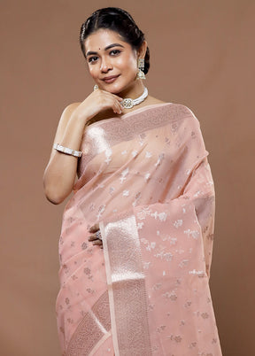 Pink Organza Saree With Blouse Piece - Indian Silk House Agencies