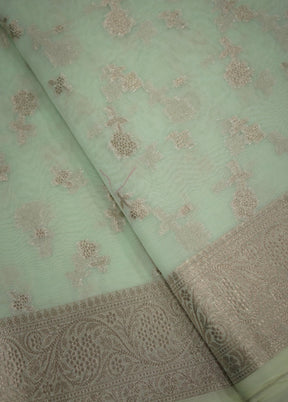 Green Organza Saree With Blouse Piece - Indian Silk House Agencies