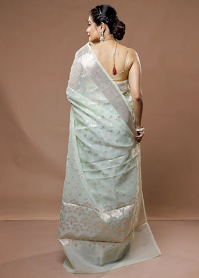 Green Organza Saree With Blouse Piece - Indian Silk House Agencies