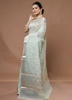 Green Organza Saree With Blouse Piece - Indian Silk House Agencies