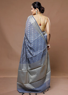 Blue Cotton Saree With Blouse Piece - Indian Silk House Agencies