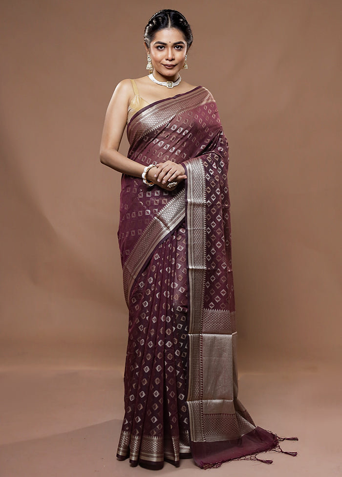 Maroon Cotton Saree With Blouse Piece - Indian Silk House Agencies