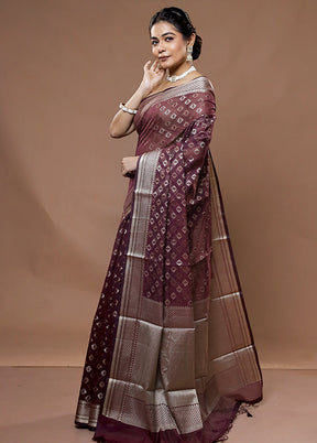 Maroon Cotton Saree With Blouse Piece - Indian Silk House Agencies